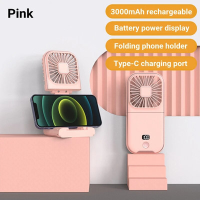 Mini kaasaskantav välisõhu käsiventilaator Rippuv kaelaventilaator USB-laadimine 3000 mAh akutoitega 180° kokkuklapitav juhtmevaba lauaõhu jahutusventilaator