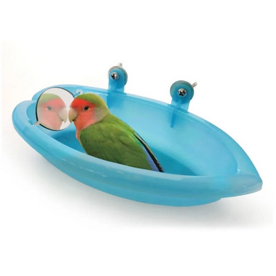 Paukščių vonios praustuvas su veidrodine papūgos bijūno tigro oda vonios baseino maisto kriaukle maisto dėžutė