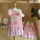 Mīlīgs mājdzīvnieks plīša princese kleita siksna svārki suns maz lidojošas piedurknes Pamatne kucēns mētelis ziemas suns apģērbs bumbu svārki suns apģērbs