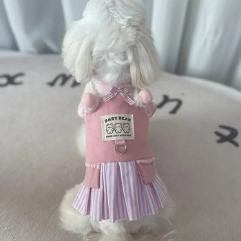 Χαριτωμένο κατοικίδιο ζώο βελούδινο φόρεμα πριγκίπισσας Φούστα με λουράκι Σκύλος Μικρά ιπτάμενα μανίκια Βάση παλτό κουταβιού Χειμερινά ρούχα για σκύλους Φούστα μπάλα Ρούχα σκύλου