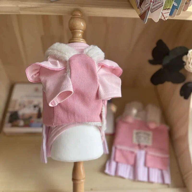 Mīlīgs mājdzīvnieks plīša princese kleita siksna svārki suns maz lidojošas piedurknes Pamatne kucēns mētelis ziemas suns apģērbs bumbu svārki suns apģērbs