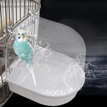 Птича вана за папагал Кутия за водна баня за птици с висящи куки Прозрачна вана за птици Клетка Душ Стояща вана за птици Папагал