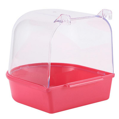 Papagáj madár fürdőkád Madár vizes fürdődoboz akasztós kampókkal Átlátszó madárfürdőkád ketrec zuhany álló papagáj madárfürdő
