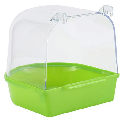 Papagáj madár fürdőkád Madár vizes fürdődoboz akasztós kampókkal Átlátszó madárfürdőkád ketrec zuhany álló papagáj madárfürdő