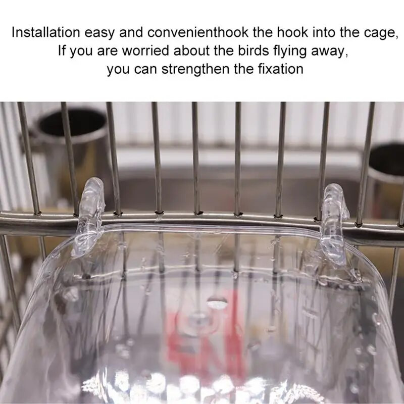 Papagáj madár fürdőkád Madár vizes fürdődoboz akasztós kampókkal Átlátszó madárfürdőkád ketrec zuhany álló papagáj madárfürdő