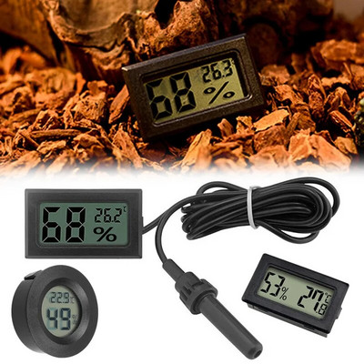 2pcs Mini LCD Thermometer Hygrometer Meters Digital Reptile Aquarium Temperature Humidity Meter Detector for Aquarium Tank