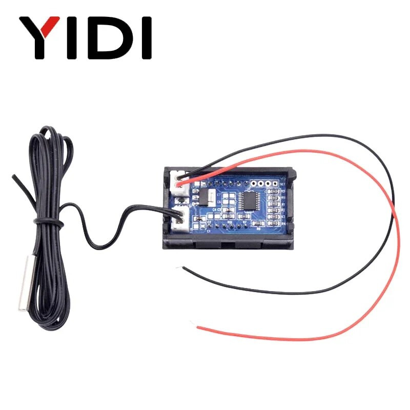 0,56 LED skaitmeninis termometras DC 5-12V 12V automobilio inkubatorius akvariumo temperatūros zondas jutiklis matuoklis detektorius orų stoties monitorius