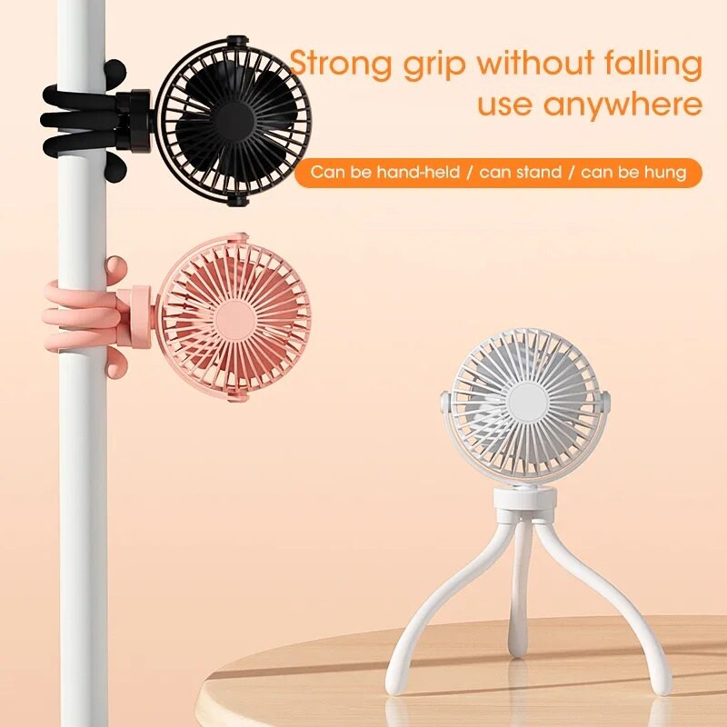 2023 Νέος φορητός ανεμιστήρας περιέλιξης παιδικού καροτσιού Usb Small Summer Sute Mini Octopus Electric Fan Electric Fan Electric Angle Regule of Fan