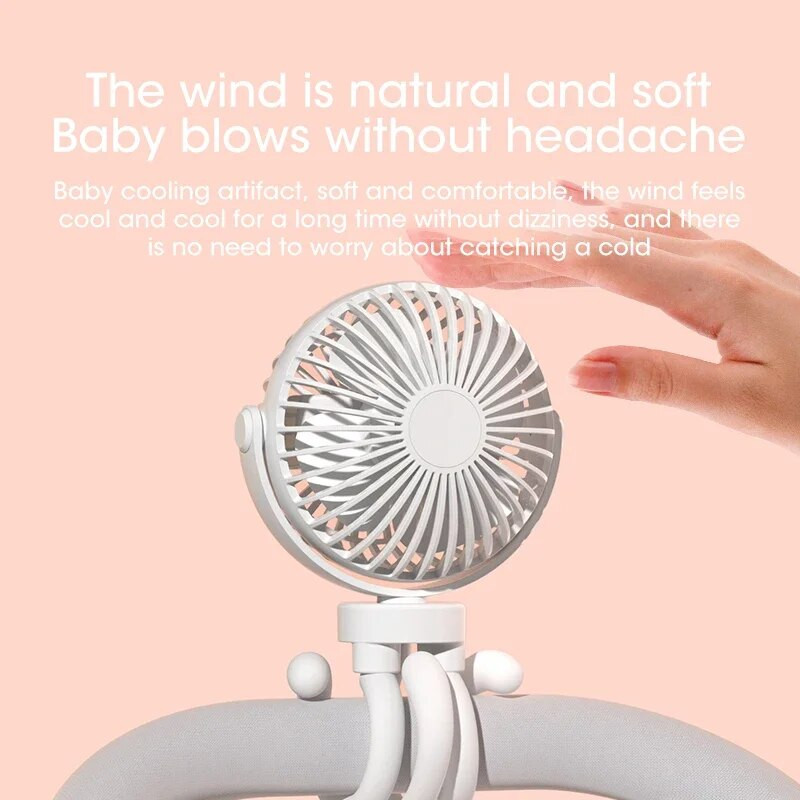 2023 Νέος φορητός ανεμιστήρας περιέλιξης παιδικού καροτσιού Usb Small Summer Sute Mini Octopus Electric Fan Electric Fan Electric Angle Regule of Fan