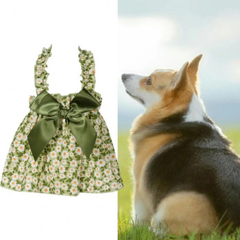 Φόρεμα για σκύλου Υπέροχο φωτεινό χρώμα Φόρεμα πριγκίπισσας σκύλου με λουλουδάτο μοτίβο για κατοικίδιο σκύλο με παπιγιόν πριγκίπισσα φόρεμα καθημερινά