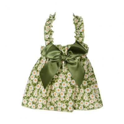 Suņu kleita Jauka, spilgta suņa princeses kleita ar ziedu rakstu Mājdzīvnieku suņu bantītes princeses kleita ikdienas valkāšanai