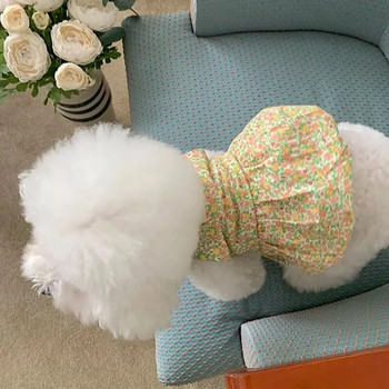 Мека пола на принцеса за домашни любимци Летни дрехи за кучета Кученце Жълта рокля на цветя Теди пуловер Beau Beauty Прасковени дрехи Аксесоари за кучета