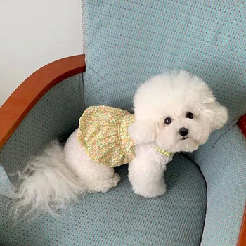 Мека пола на принцеса за домашни любимци Летни дрехи за кучета Кученце Жълта рокля на цветя Теди пуловер Beau Beauty Прасковени дрехи Аксесоари за кучета