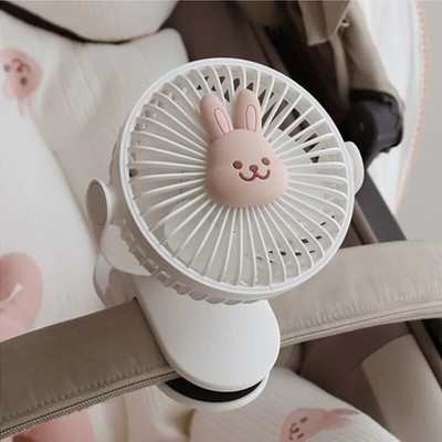 Korejski ventilator za dječja kolica, prijenosni ventilator s kopčom, 3 brzine, USB bežični punjivi ventilatori s crtanim filmovima na otvorenom