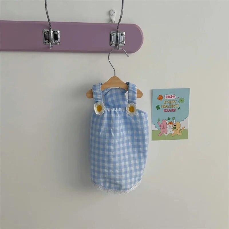 Καλοκαιρινό λουλούδι κατοικίδιο καρό φόρεμα σκύλου Πριγκίπισσα ζαρτιέ φόρεμα σκύλου Ρούχα για γάτα Teddy μικρό κουτάβι ρούχα Ρούχα για κουτάβι