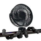 Baby jalutuskäru ventilaator Kaasaskantav ventilaator koos 360 pöörleva painduva statiiviga, 5 kiirust akutoitega klambriga ventilaatoriga 2400 mAh käeshoitav lauaventilaator