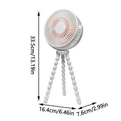 Baby jalutuskäru ventilaator Kaasaskantav ventilaator koos 360 pöörleva painduva statiiviga, 5 kiirust akutoitega klambriga ventilaatoriga 2400 mAh käeshoitav lauaventilaator