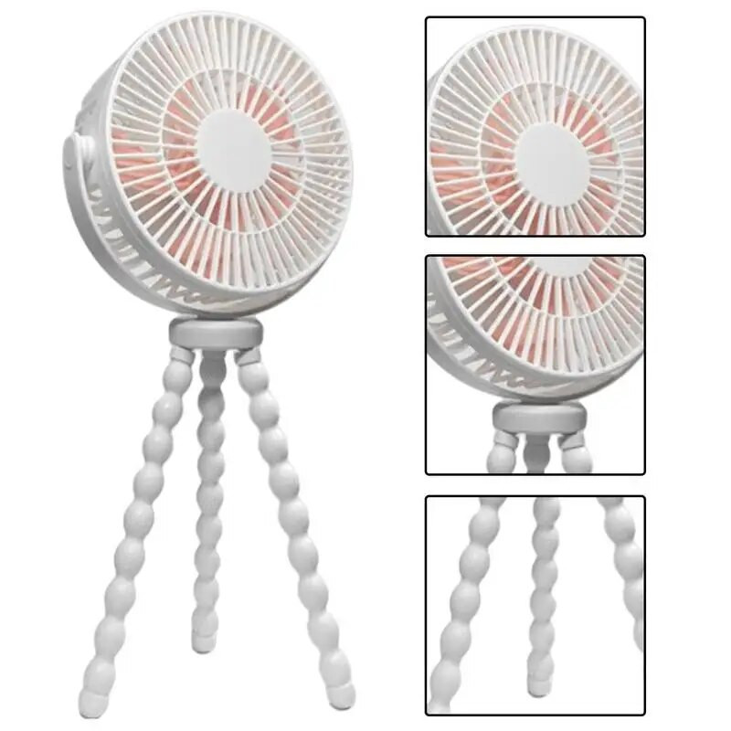 Kūdikių vežimėlio ventiliatorius Nešiojamas ventiliatorius su 360 kampu besisukančiu lanksčiu trikoju, 5 greičių, baterijomis valdomas spaustukas ant ventiliatoriaus 2400 mAh rankinis stalinis ventiliatorius