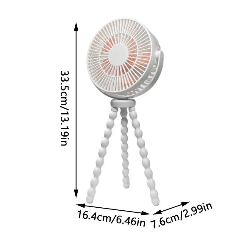 Kūdikių vežimėlio ventiliatorius Nešiojamas ventiliatorius su 360 kampu besisukančiu lanksčiu trikoju, 5 greičių, baterijomis valdomas spaustukas ant ventiliatoriaus 2400 mAh rankinis stalinis ventiliatorius
