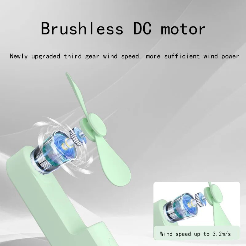 mini rokas portatīvais ventilators USB uzlādējams kluss salokāms ventilators trīs ātrumu regulējams biroja mājas mazs ventilators