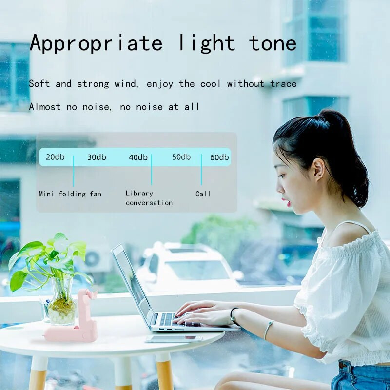 mini rokas portatīvais ventilators USB uzlādējams kluss salokāms ventilators trīs ātrumu regulējams biroja mājas mazs ventilators