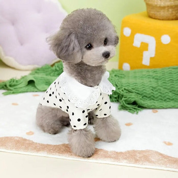 Νέο χαριτωμένο πουά δαντέλα μαύρο και άσπρο ρούχα για σκύλους Καλοκαιρινό λεπτό μπλουζάκι Teddy Small Dog Pet T-shirt Ρούχα για κουτάβι με δύο πόδια