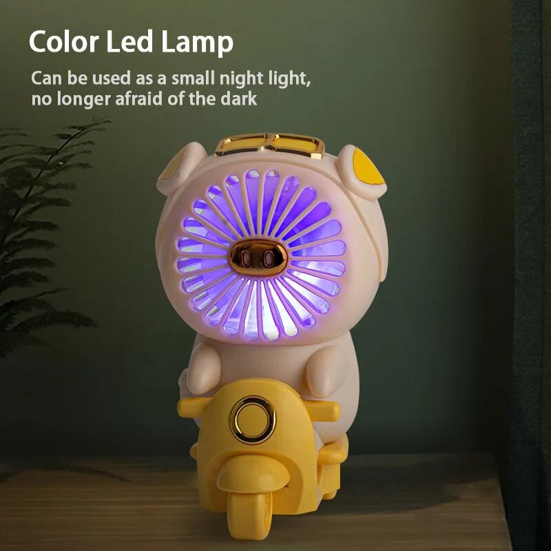 Επαναφορτιζόμενος μίνι ανεμιστήρας Χαριτωμένος επιτραπέζιος ανεμιστήρας κατοικίδιων για φοιτητές Αθόρυβος ανεμιστήρας USB με νυχτερινό φως Ψύκτη αέρα δύο ταχυτήτων ανέμου