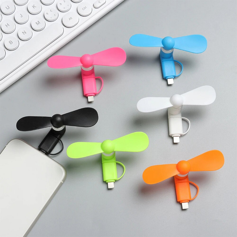 Mini USB ventiliatorius Lankstus aušinamas rankinis ventiliatorius nešiojamasis ventiliatorius Summer Cool nešiojamas kompiuteris Stalinis mobiliojo telefono aušintuvas 2 viename C tipo mikro USB kištukas