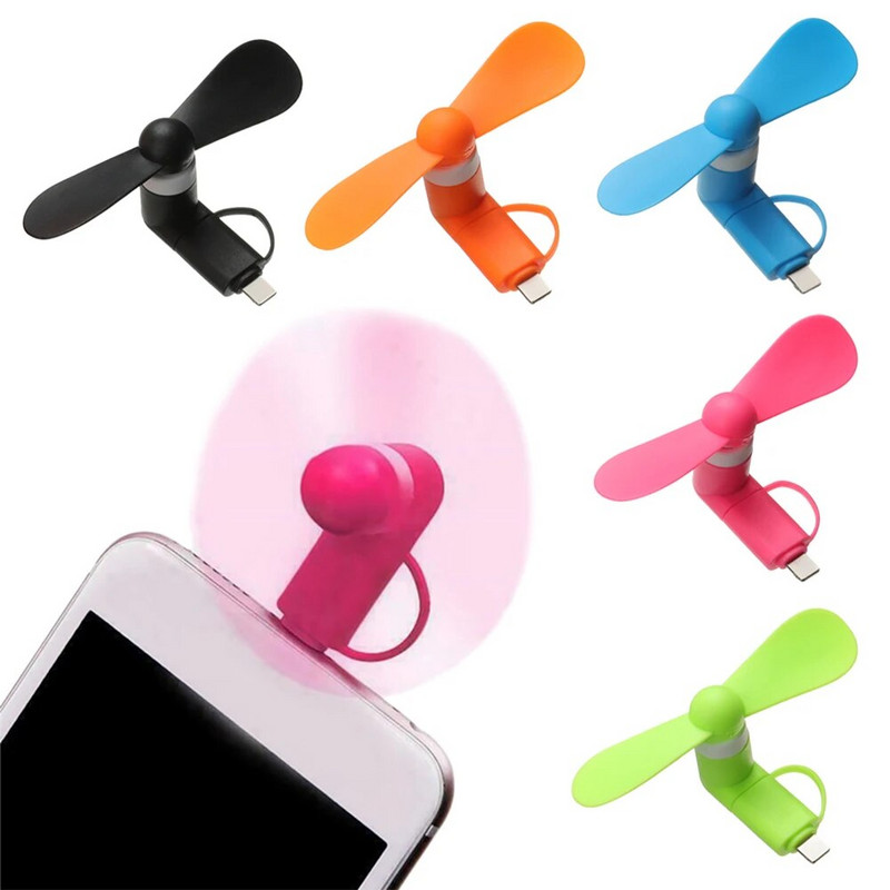 Mini USB ventiliatorius Lankstus aušinamas rankinis ventiliatorius nešiojamasis ventiliatorius Summer Cool nešiojamas kompiuteris Stalinis mobiliojo telefono aušintuvas 2 viename C tipo mikro USB kištukas