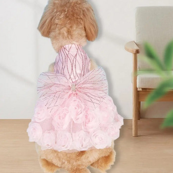 Ροζ νυφικό για σκύλους Νυφική στολή για κουτάβι Πριγκίπισσα Φορέματα για μικρά σκυλιά Πολυτελή ρούχα για σκύλους Pomeranian Chihuahua