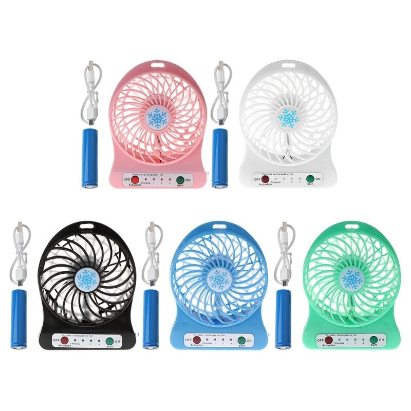 Pārnēsājams āra LED gaismas ventilators Gaisa dzesētājs Mini galda USB ventilators ar 18650 Akumulatora barošana ar Powerbank USB lādētāja datora USB portu