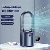 2023 Νέος Φορητός ανεμιστήρας Bladeless Επιτραπέζιος ανεμιστήρας ψύξης χωρίς ανεμιστήρα Blade για αθόρυβο ανεμιστήρα εξωτερικού χώρου γραφείου Επαναφορτιζόμενος