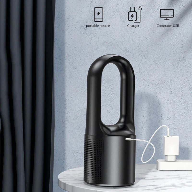 2023 Νέος Φορητός ανεμιστήρας Bladeless Επιτραπέζιος ανεμιστήρας ψύξης χωρίς ανεμιστήρα Blade για αθόρυβο ανεμιστήρα εξωτερικού χώρου γραφείου Επαναφορτιζόμενος