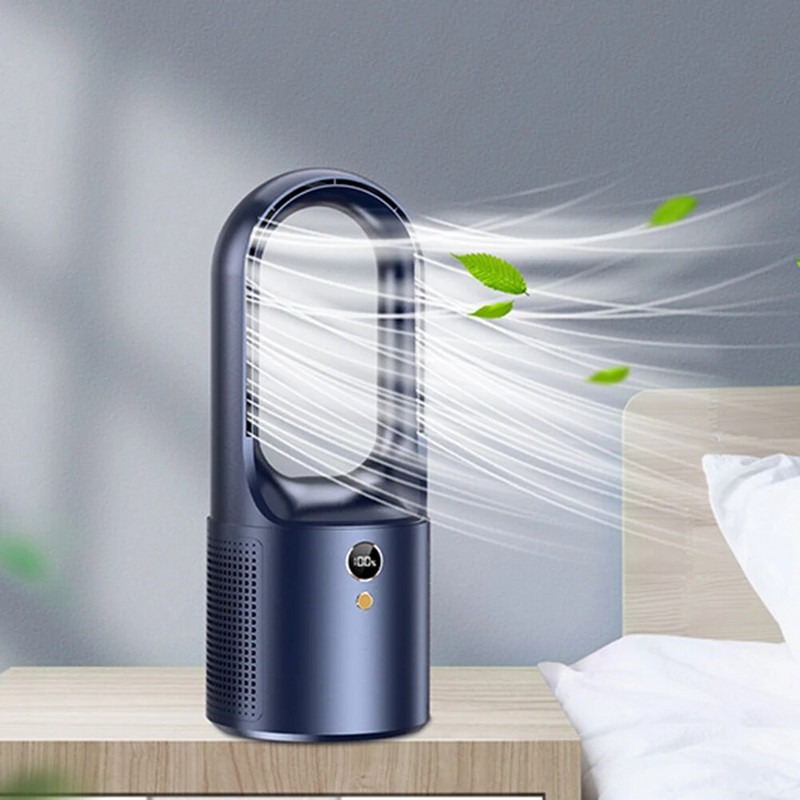 2023 Νέος Φορητός ανεμιστήρας Bladeless Επιτραπέζιος ανεμιστήρας ψύξης χωρίς ανεμιστήρα Blade για αθόρυβο ανεμιστήρα εξωτερικού χώρου γραφείου Επαναφορτιζόμενος