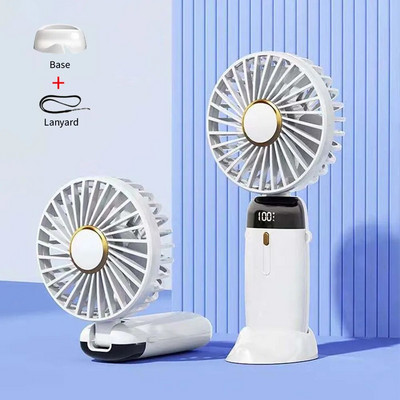 Mini ventilators pārnēsājams, salokāms biroja galddators, daudzfunkcionāls saliekams dubultais akumulators 1200 mAh elektriskais ventilators ar kakla auklu