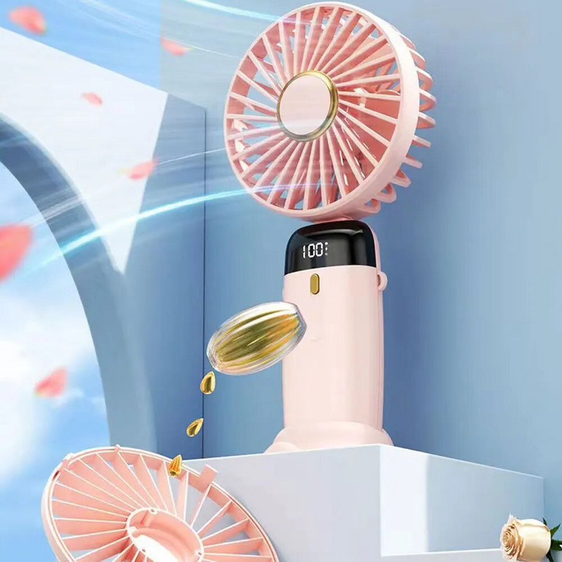 Mini ventilators pārnēsājams, salokāms biroja galddators, daudzfunkcionāls saliekams dubultais akumulators 1200 mAh elektriskais ventilators ar kakla auklu