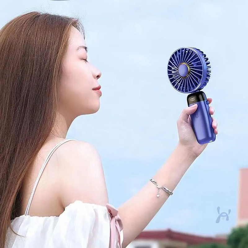 Mini ventilators pārnēsājams, salokāms biroja galddators, daudzfunkcionāls saliekams dubultais akumulators 1200 mAh elektriskais ventilators ar kakla auklu