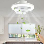 30W/48W/60W E27 lubų ventiliatorius su LED apšvietimu 360° besisukantis lubų šviestuvas su ventiliatoriaus nuotolinio valdymo pulteliu Elektrinis aušinimo ventiliatoriaus liustra