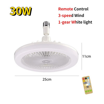 30W/48W/60W E27 lubų ventiliatorius su LED apšvietimu 360° besisukantis lubų šviestuvas su ventiliatoriaus nuotolinio valdymo pulteliu Elektrinis aušinimo ventiliatoriaus liustra