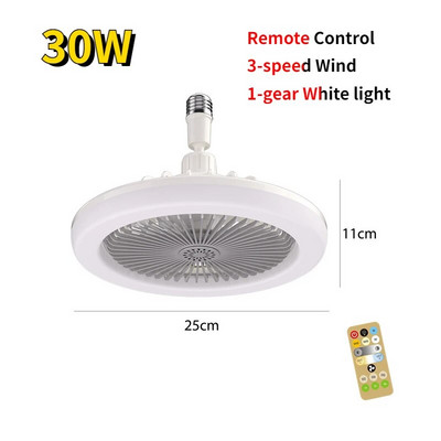 30W/48W/60W E27 lubų ventiliatorius su LED apšvietimu 360° besisukantis lubų šviestuvas su ventiliatoriaus nuotolinio valdymo pulteliu Elektrinis aušinimo ventiliatoriaus liustra