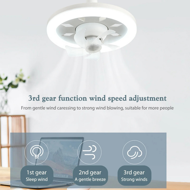 30W/48W/60W E27 Stropni ventilator s LED svjetlom Rotacija od 360° Stropna svjetiljka s ventilatorom Daljinski upravljač Električni ventilator za hlađenje Luster