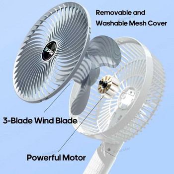 Домашен електрически вентилатор с щипка Преносим безжичен 1200mah Настолен стенен вентилатор Вентилатор Ръчен личен вентилатор
