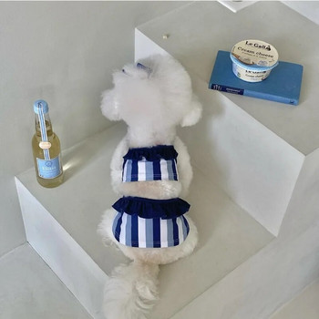 Puppy Ins Summer Outdoor Striped Dog dress Sling Pet One-Piece Vest Cat Dog Bikini Lycra Ice Breathable Swimsuit Dogs Clothing