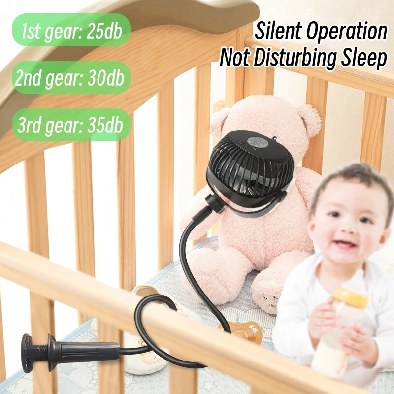 Hordozható asztali klipventilátor rugalmasan állítható konzollal USB elektromos otthoni irodai hűtés ventilátor csendes 3 sebességes erős szél