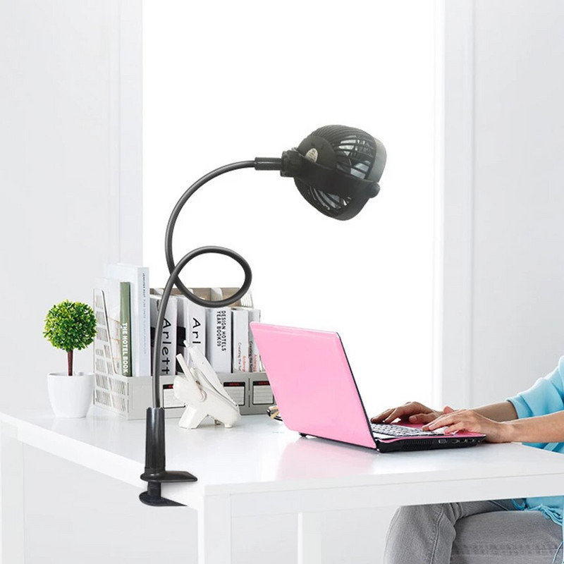 Hordozható asztali klipventilátor rugalmasan állítható konzollal USB elektromos otthoni irodai hűtés ventilátor csendes 3 sebességes erős szél