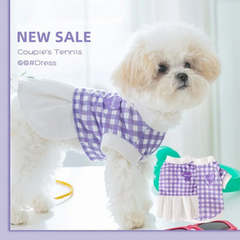 Лилаво карирано жилетка за кучета Пролетно ново облекло за двойка домашни любимци Теди Дрехи с два крака Лятна рокля за кучета Дрехи за кученца XS-XL