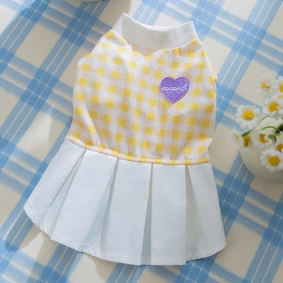 Lilla ruuduline koeravest Kevadine uus lemmikloomapaar, kaisu, kahe jalaga riided Suvine koerakleit kutsikate riietus XS-XL