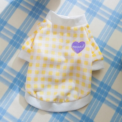 Lilla ruuduline koeravest Kevadine uus lemmikloomapaar, kaisu, kahe jalaga riided Suvine koerakleit kutsikate riietus XS-XL