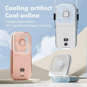 Mini kaasaskantav välisõhu ventilaator digitaalne ekraan Mini rippuv kaelaventilaator 3000 mAh akutoitega 180 kraadi kokkuklapitav lauaventilaator