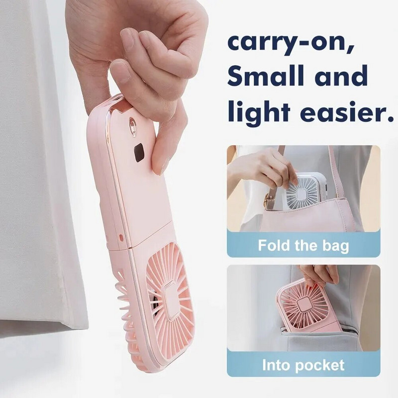 Mini pārnēsājams āra rokas ventilators digitālais displejs Mini piekarināms kakla ventilators 3000mAh ar akumulatoru darbināms 180 grādu salokāms galda ventilators